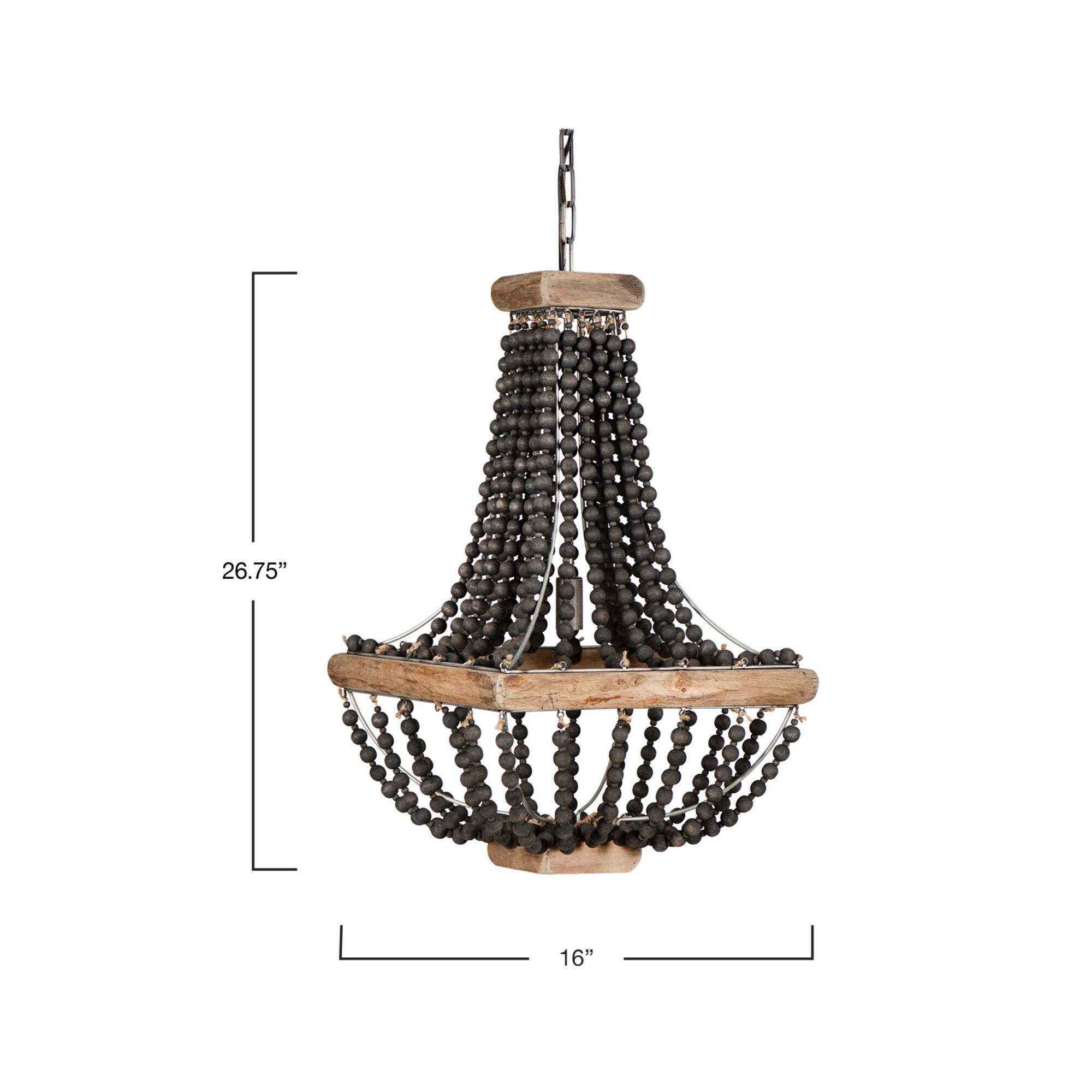 Hello Honey® Wood & Metal Framed Chandelier with Wood Bead Draping